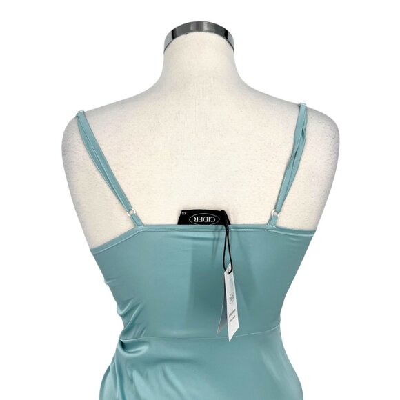 Cider Illusion Ruched Midi Dress Light Blue Size XS NWT - Picture 9 of 12